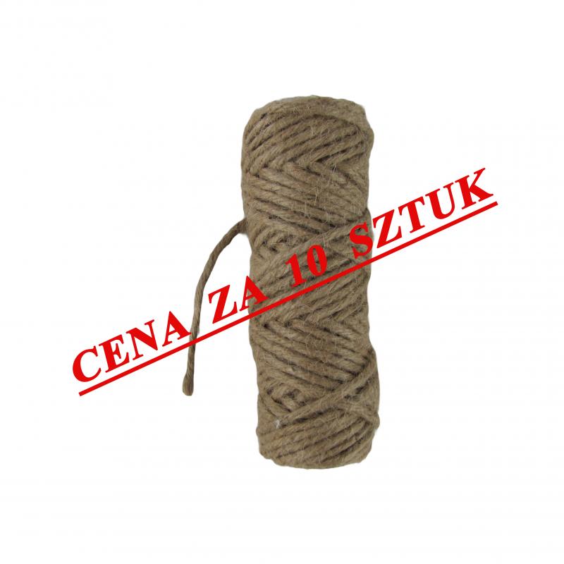 SZNUREK JUTOWY SKRĘCANY NATURALNY 5MM 100G (10 sztuk)